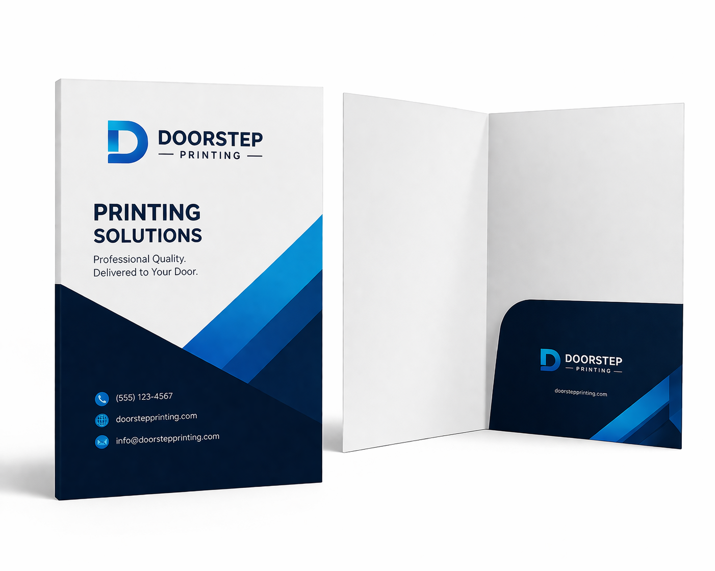 Presentation_Folders_Pocket Folders_Doorstep_Printing_Same_day_Detroit 9x12 UV coated presentation folders printed in Detroit with high gloss finish