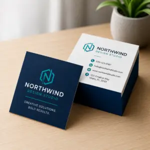Custom square business cards sample by Doorstep Printing Detroit